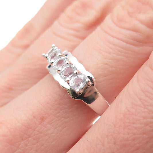 925 Sterling Silver Real Oval-Cut Blue Topaz Ring Size 6