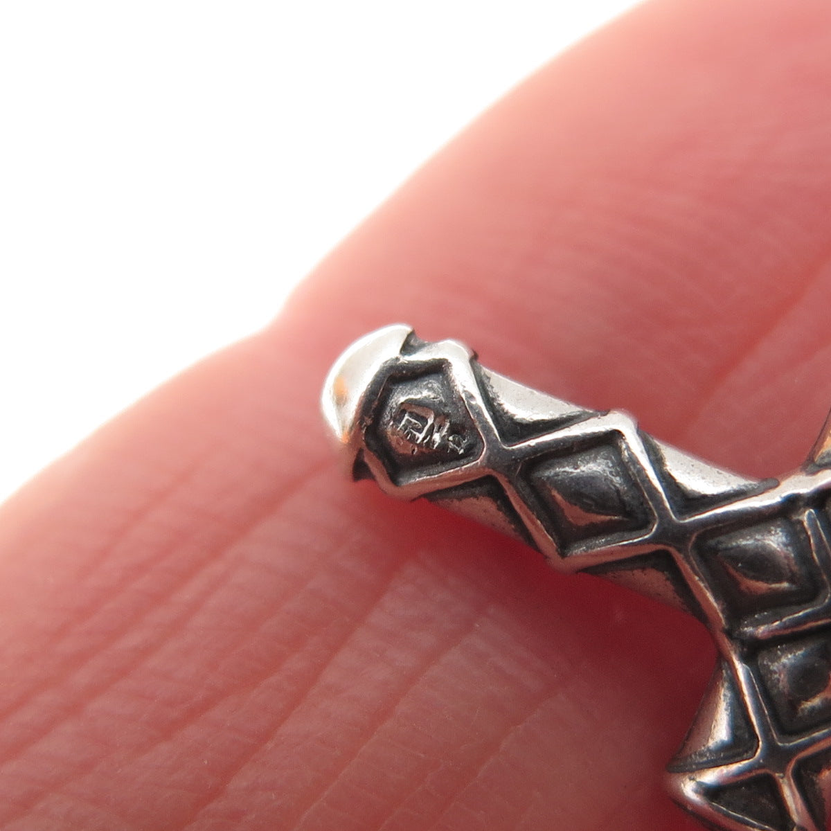 925 Sterling Silver Vintage Cross Oxidized Mini Charm Pendant