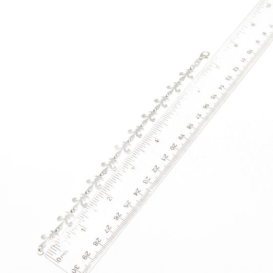 925 Sterling Silver Fleur de Lis Link Bracelet 7.25"