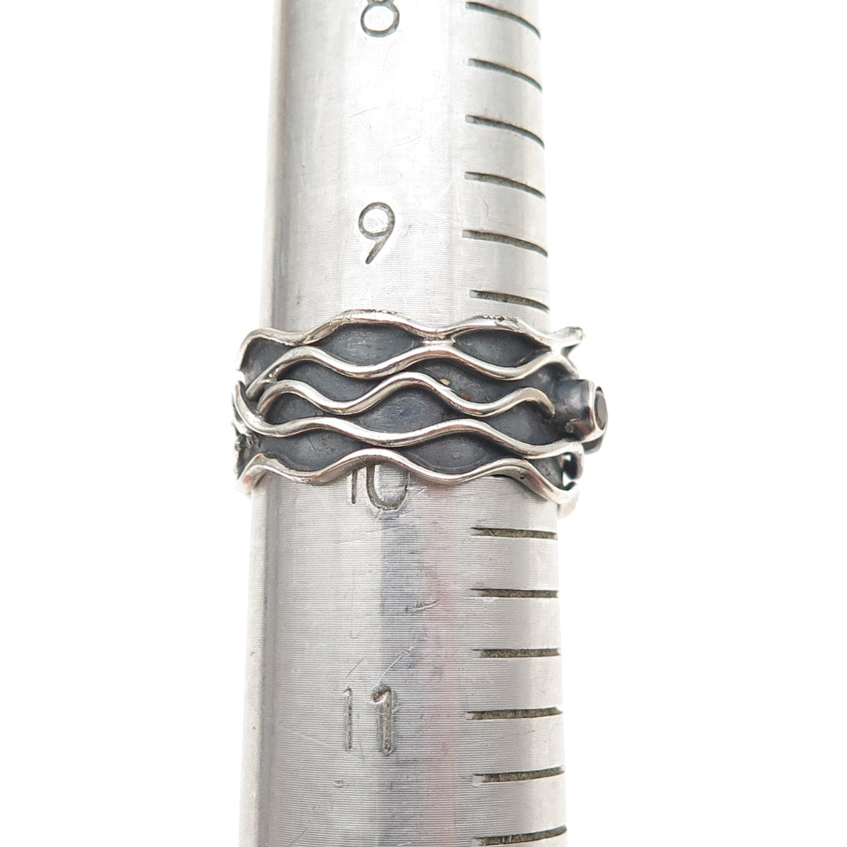 925 Sterling Silver Vintage Real Citrine Modernist Oxidized Ring Size 10