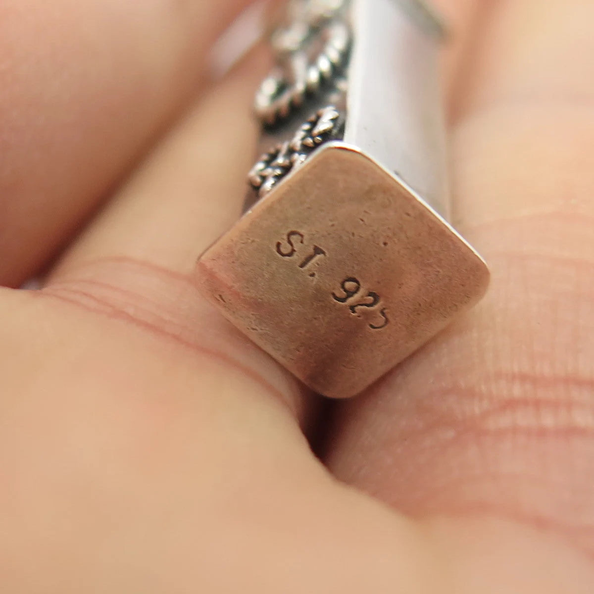 925 Sterling Silver Vintage Textured Bar Pendant