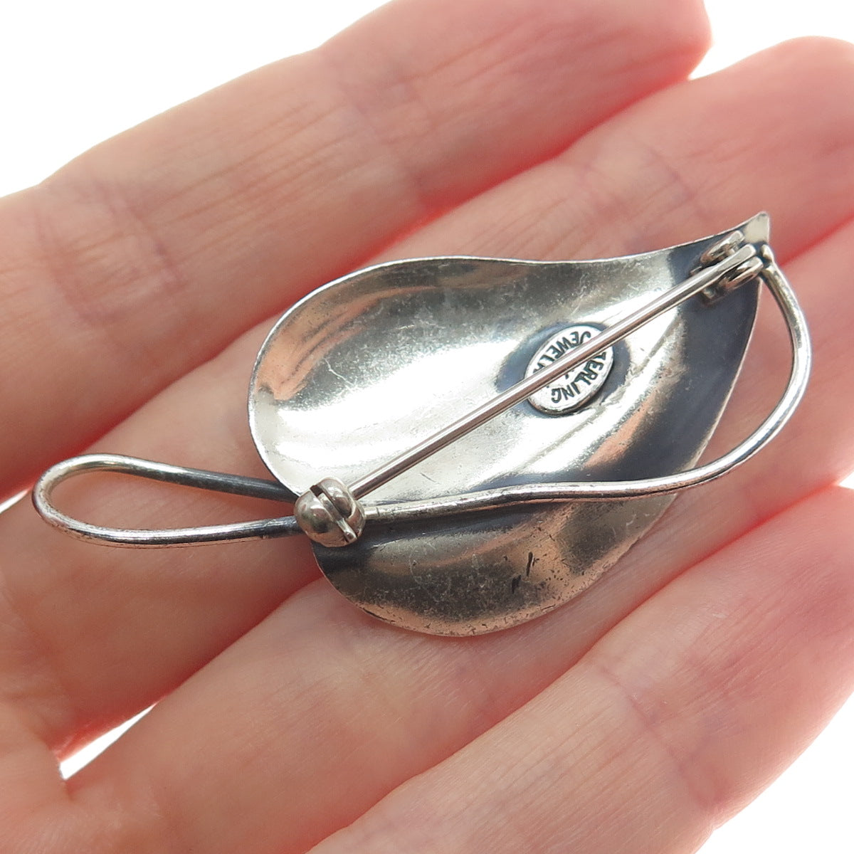 JEWELART 925 Sterling Silver Vintage Floral Leaf Oxidized Pin Brooch