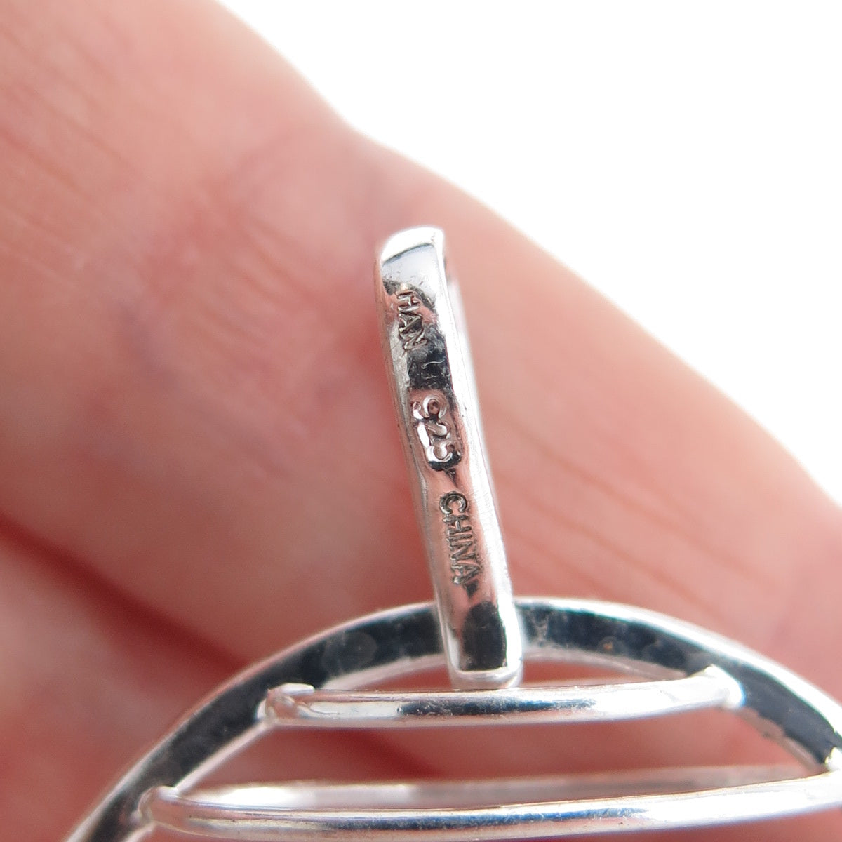 HAN 925 Sterling Silver Vintage Modernist Ribbed Caged Moon Pendant