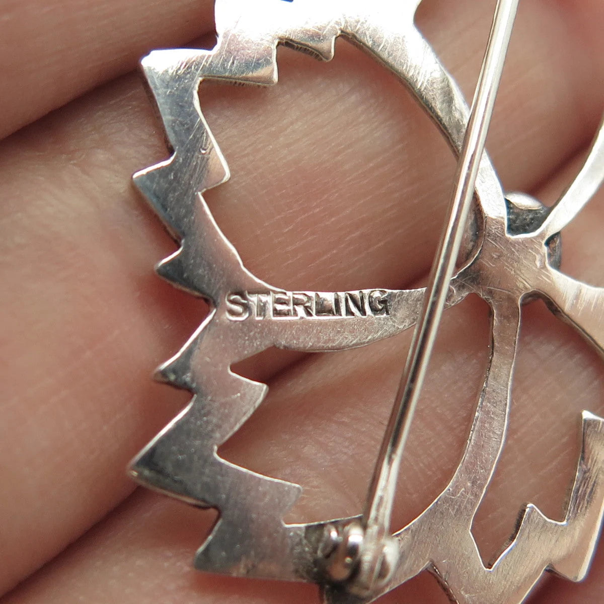 925 Sterling Silver Vintage Leaf Pin Brooch