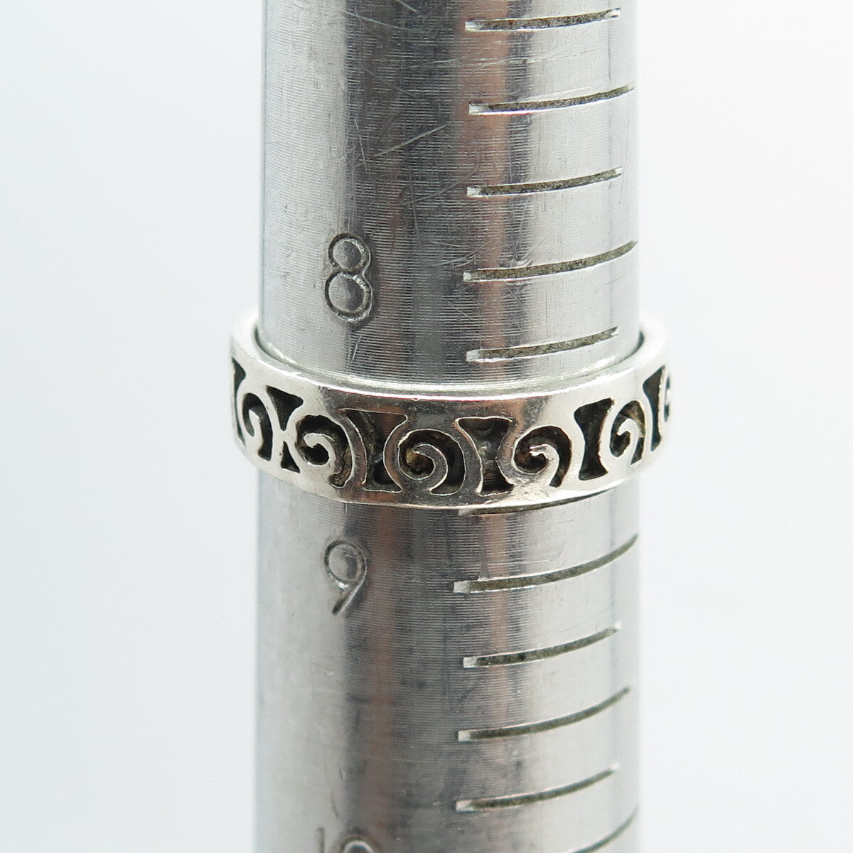 925 Sterling Silver Vintage Spiral All Around Band Ring Size 8.75