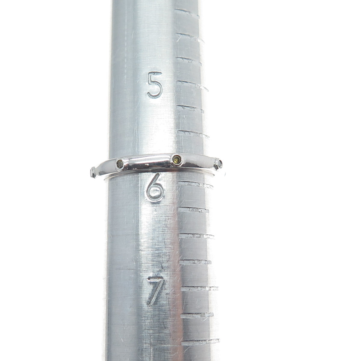 925 Sterling Silver Round-Cut Champagne C Z Stackable Band Ring Size 5.75