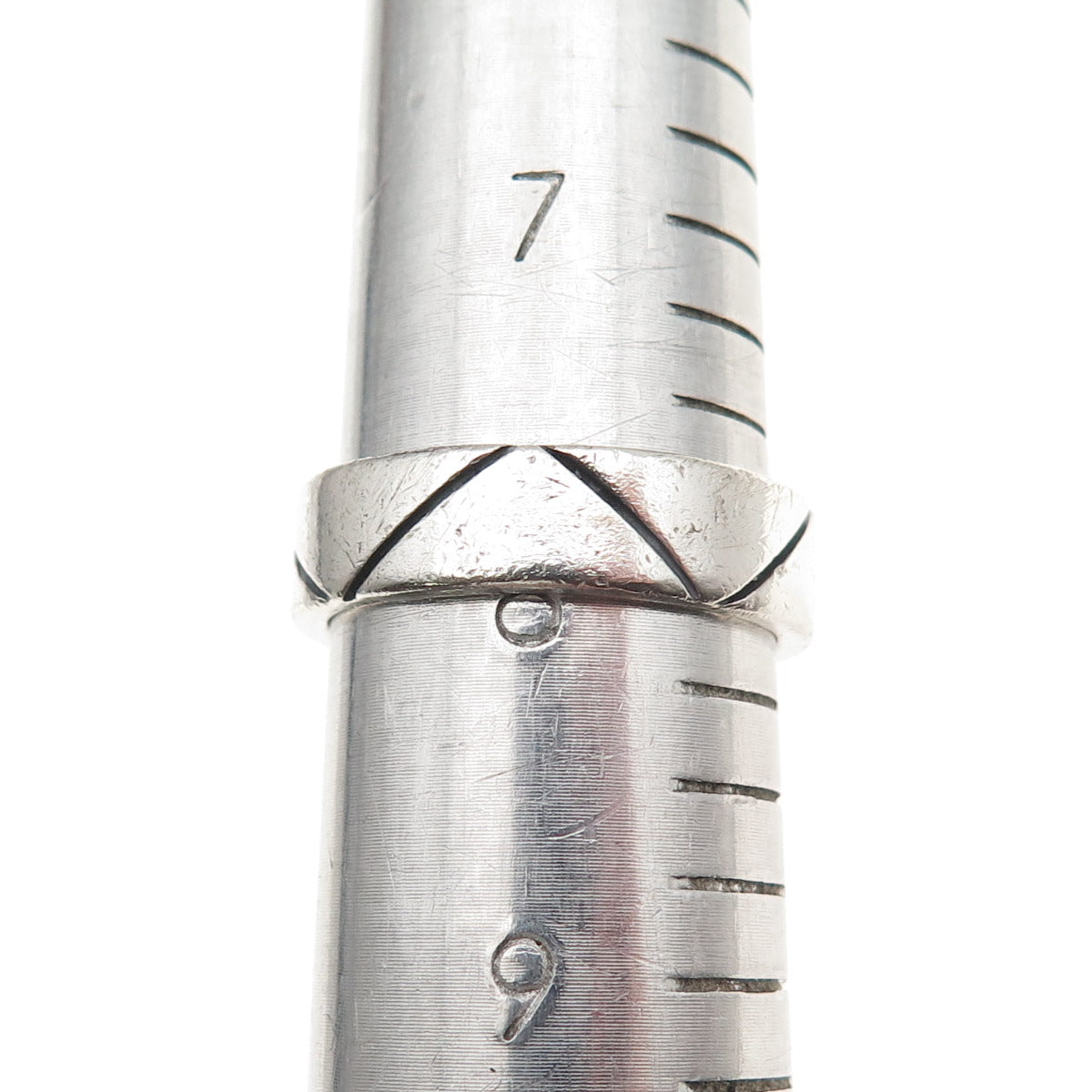 925 Sterling Silver Vintage Zig Zag Oxidized Band Ring Size 8