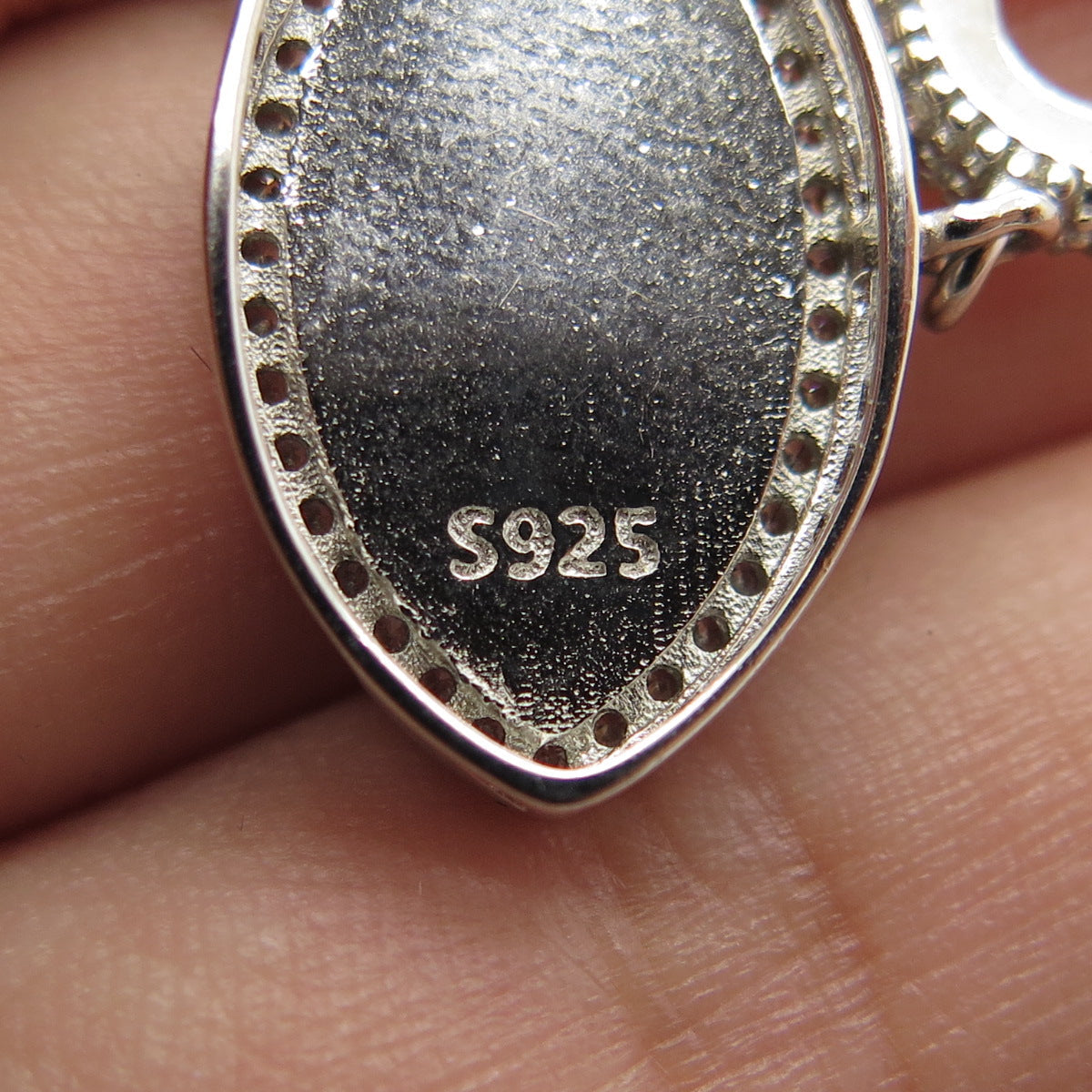 925 Sterling Silver Real Mother-of-Pearl C Z Enamel Evil Eye Dangling Bead Charm