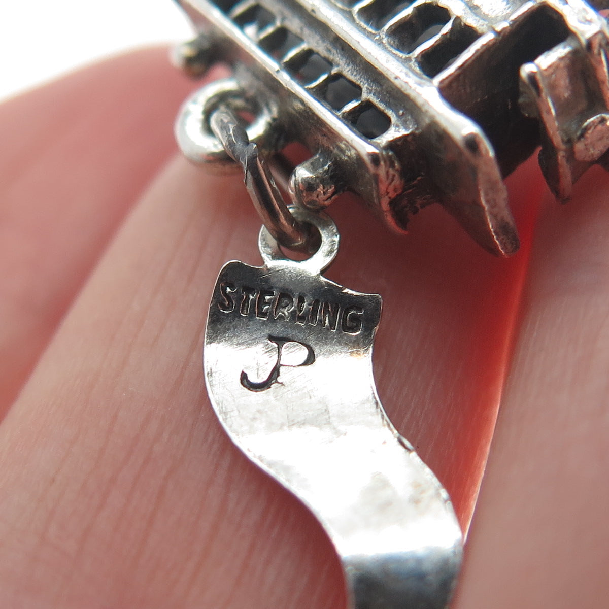 PACIFIC JEWELRY Sterling Silver Vintage SF Cable Car Oxidized 3D Mini Pendant