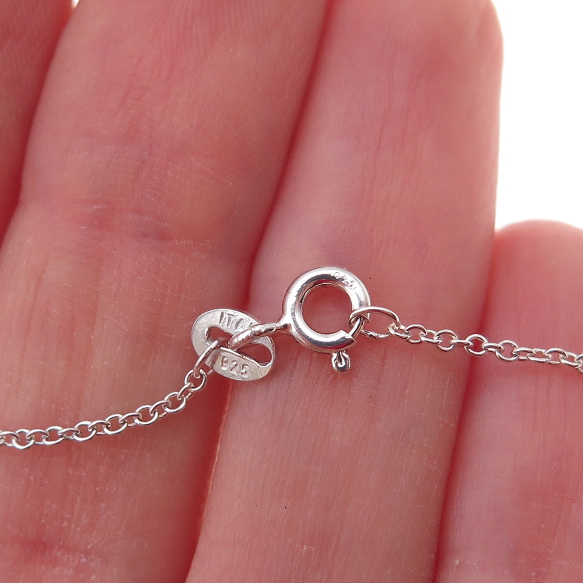 925 Sterling Silver Round-Cut C Z April Birthstone Girl Cable Chain Necklace 18"