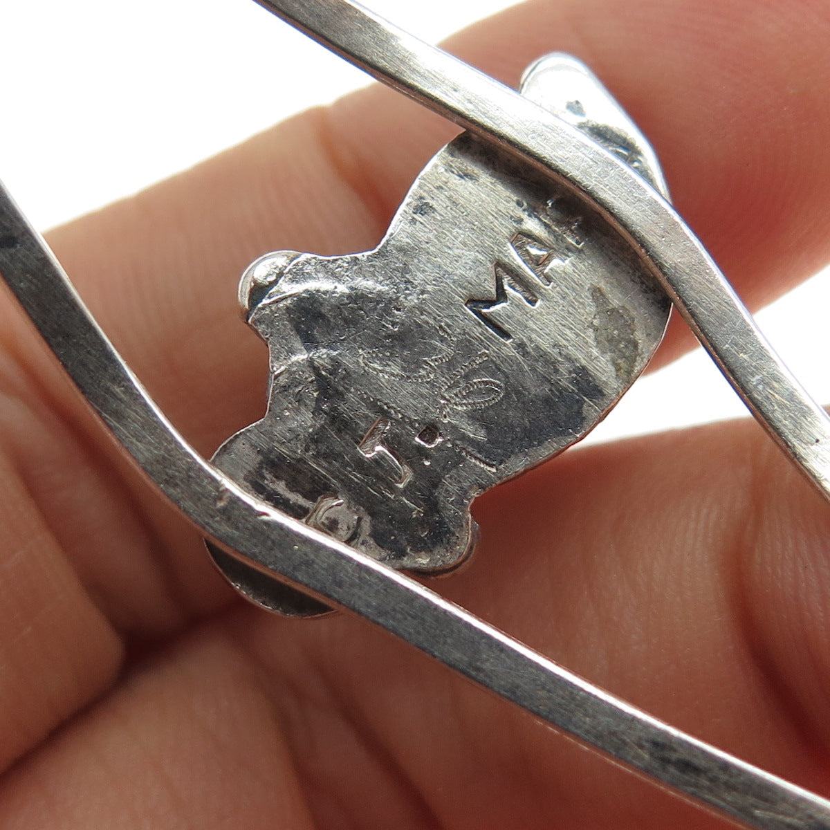 CJ Maria Navajo Old Pawn Sterling Turquoise Coral Feather Adjustable Bracelet 6"