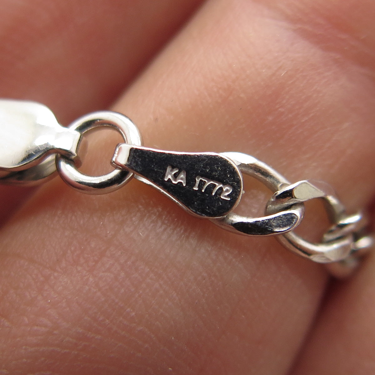 925 Sterling Silver Italy Figaro Chain Necklace 20"