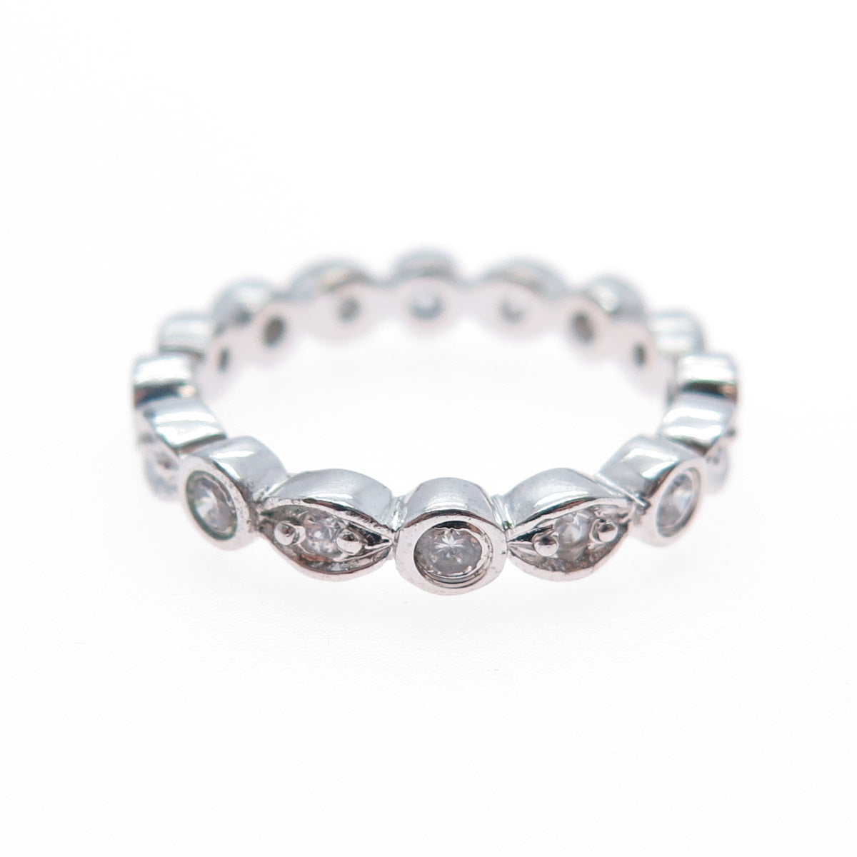 925 Sterling Silver Round-Cut C Z Eternity Band Ring Size 5.75