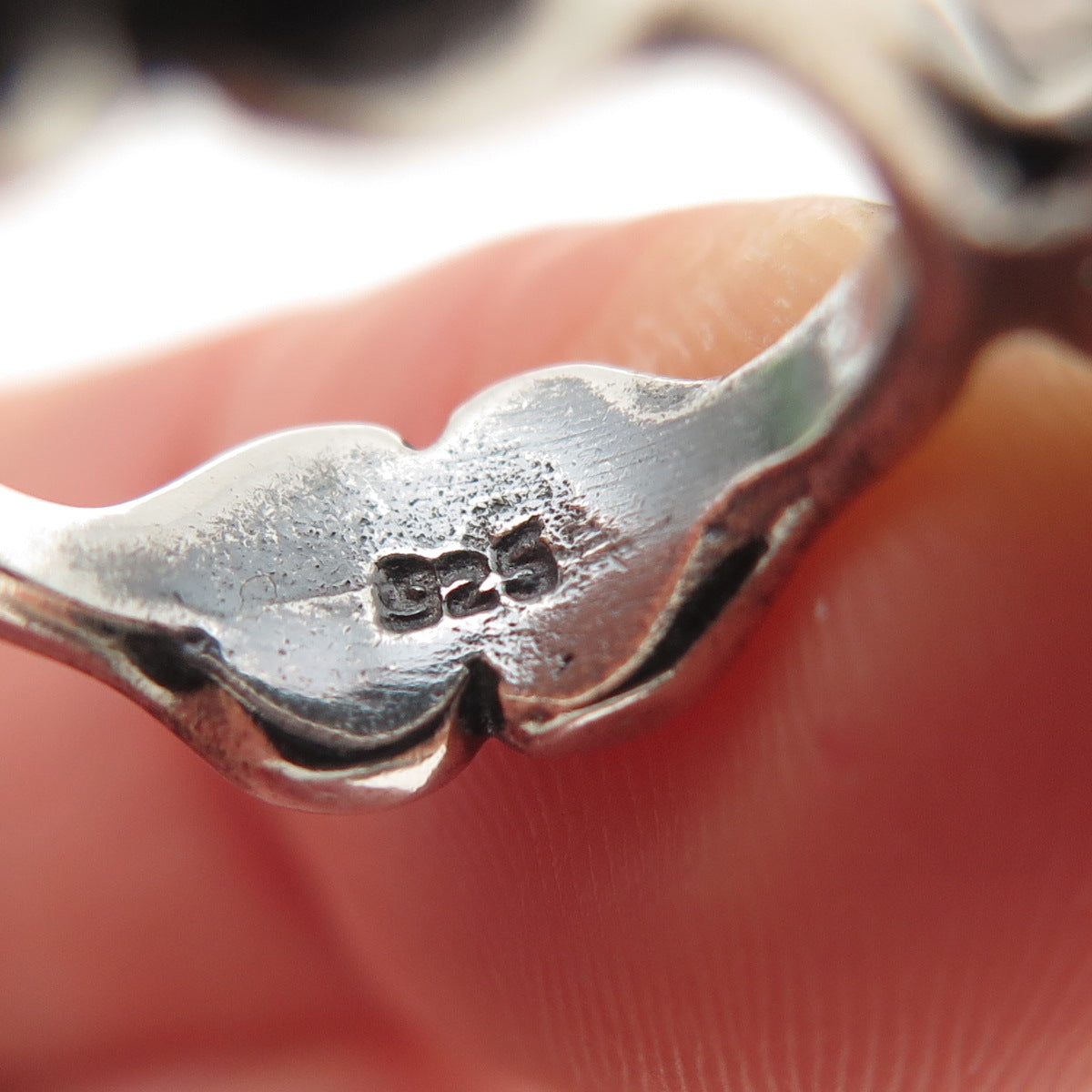 925 Sterling Silver Vintage Skull Link Oxidized Biker Bracelet 7.5"