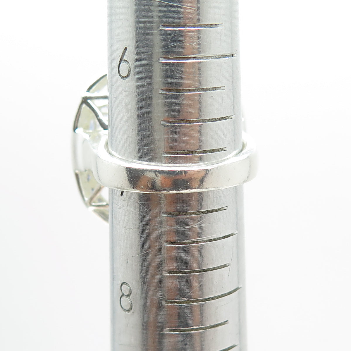 925 Sterling Silver Vintage Marquise-Cut Tanzanite Flower Statement Ring Size 7