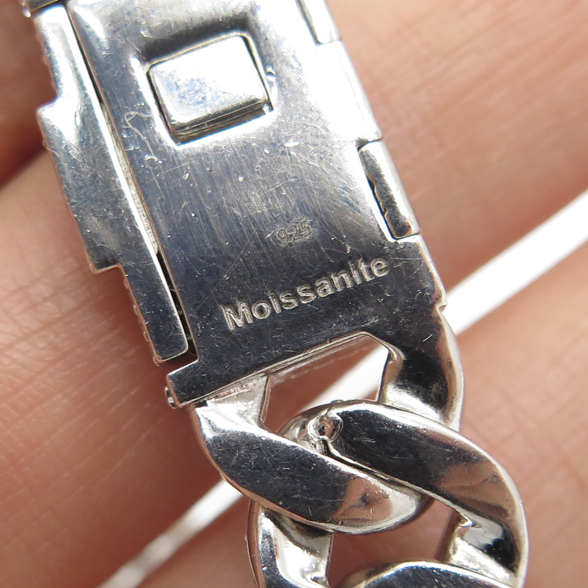 925 Sterling Silver Real Moissanite Cuban Link Bracelet 8.5"