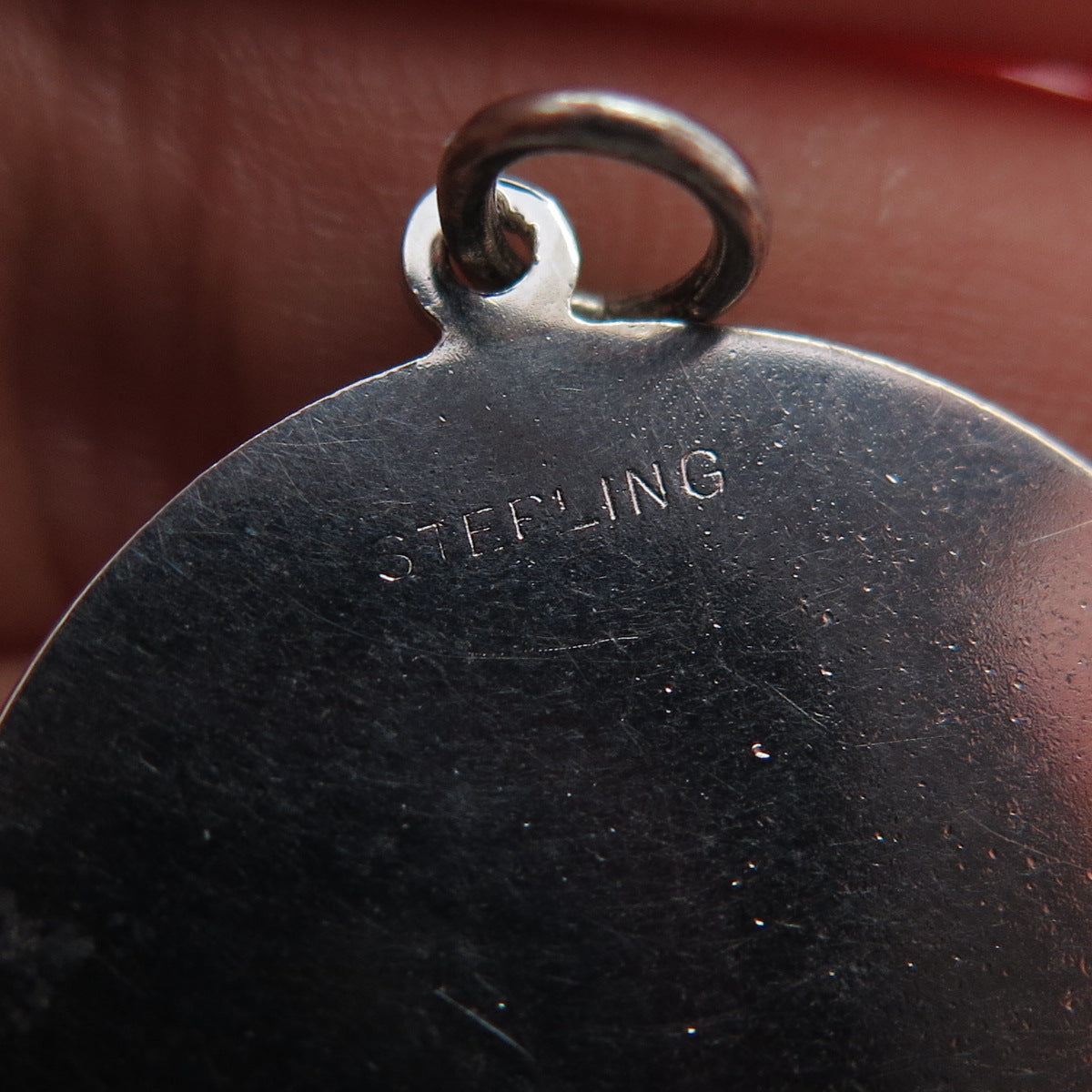 925 Sterling Silver Vintage Faux Pearl Real Ruby & Red Garnet I Love You Pendant