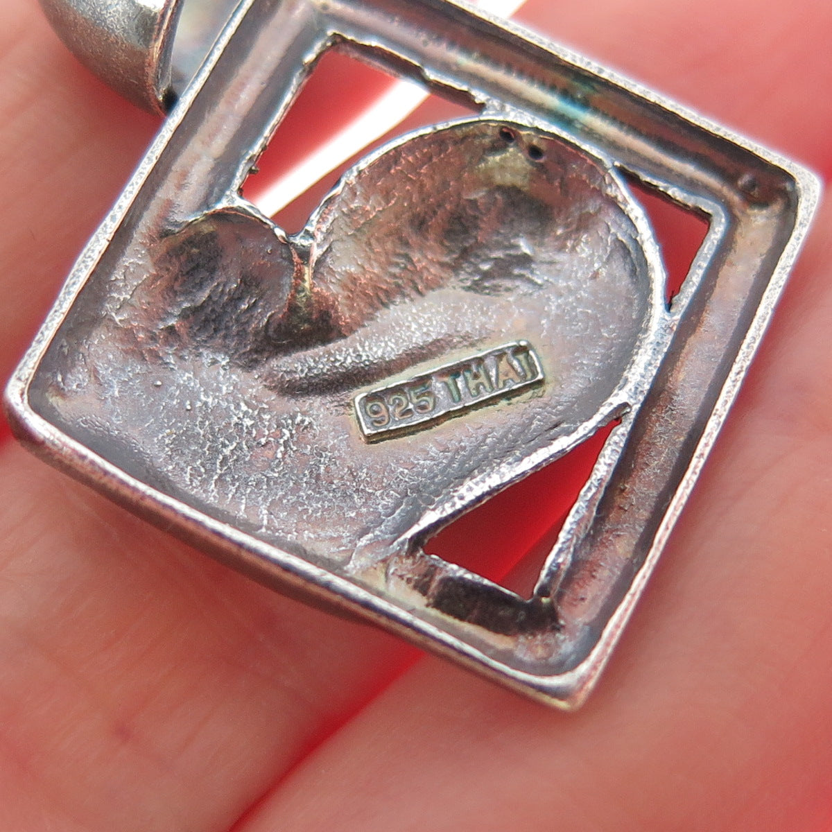 925 Sterling Silver Vintage Dragon Scale Oxidized Charm Pendant