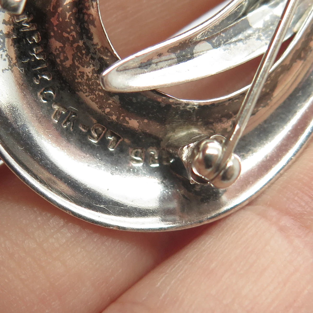 925 Sterling Silver Vintage Mexico Modernist Pin Brooch