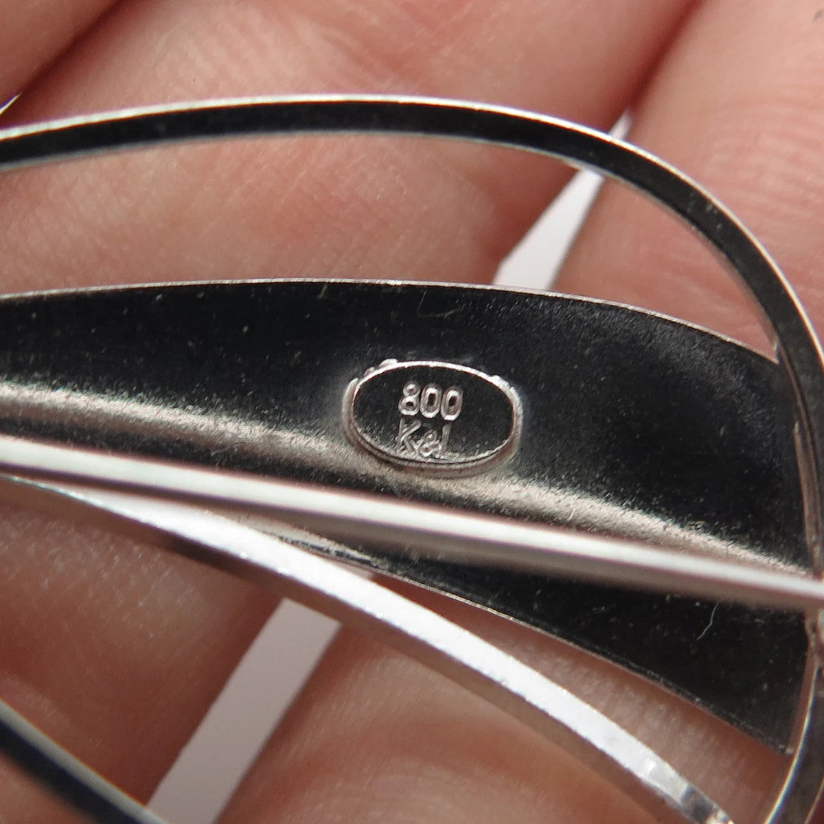 800 Silver Vintage K&L Modernist Leaf Pin Brooch