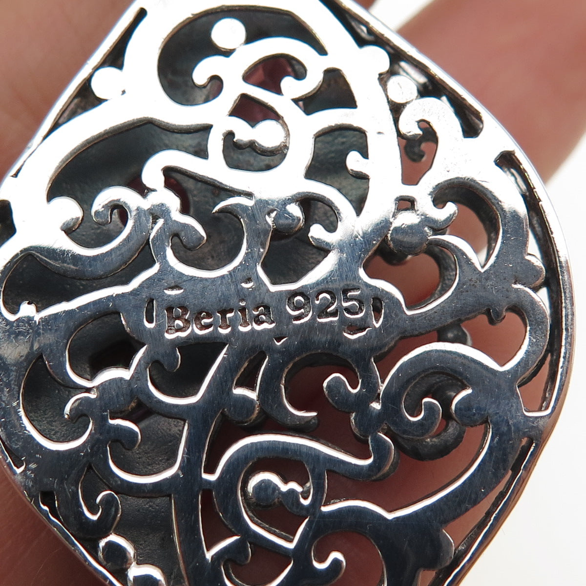 BERIA 925 Sterling Silver Vintage Real Amethyst & Mystic Quartz Charm Pendant