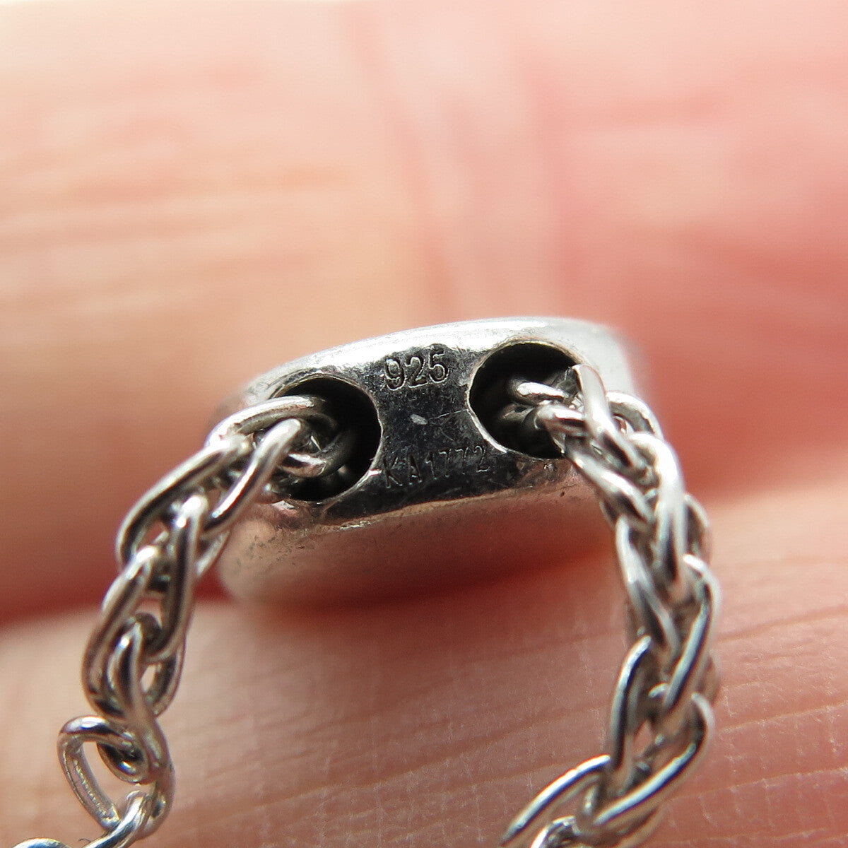 KARIZIA SPA KA 1772 Sterling Silver Diamond Anchor Adjustable Bracelet 6-9.5"