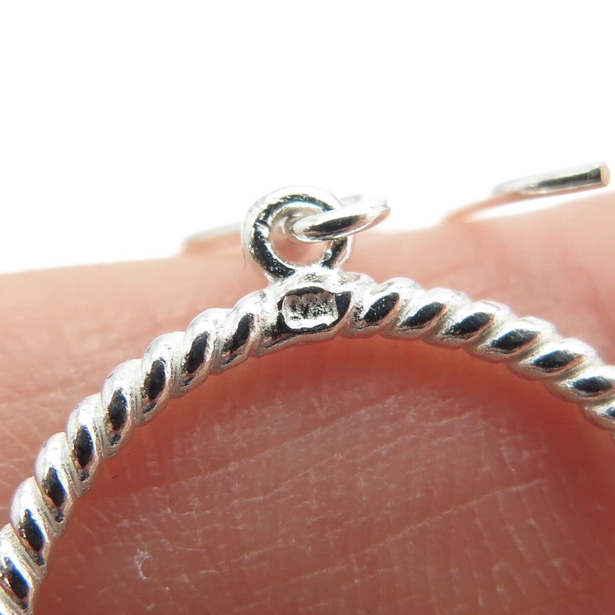 925 Sterling Silver Twisted Rope Circle Dangling Earrings