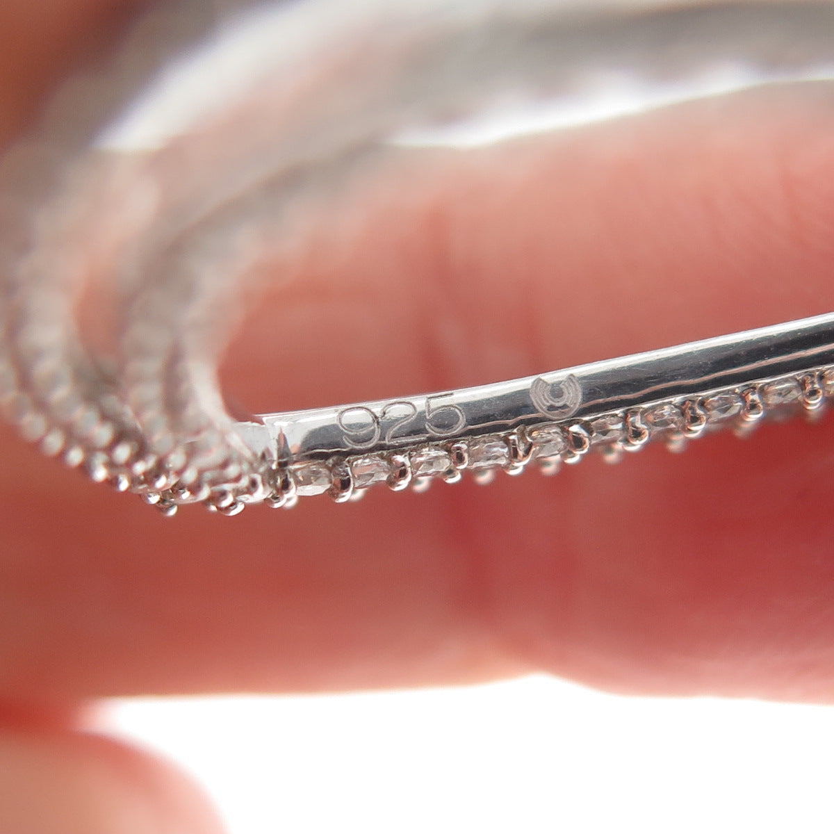 925 Sterling Silver Round-Cut C Z Double Heart Charm Slide Pendant