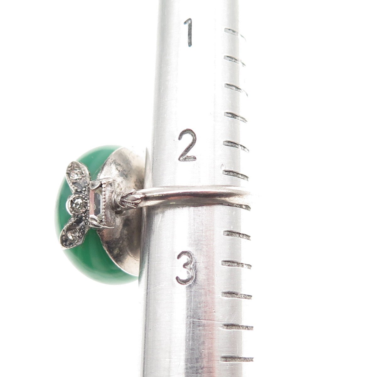 925 Sterling Antique Real Agate & Rhinestone Ring Size 2.5 (missing 1 stone)
