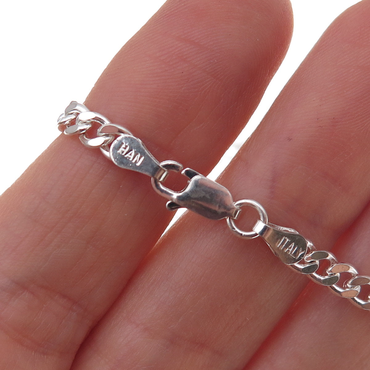 Han 925 Sterling Silver Italy Curb Chain Necklace 16"