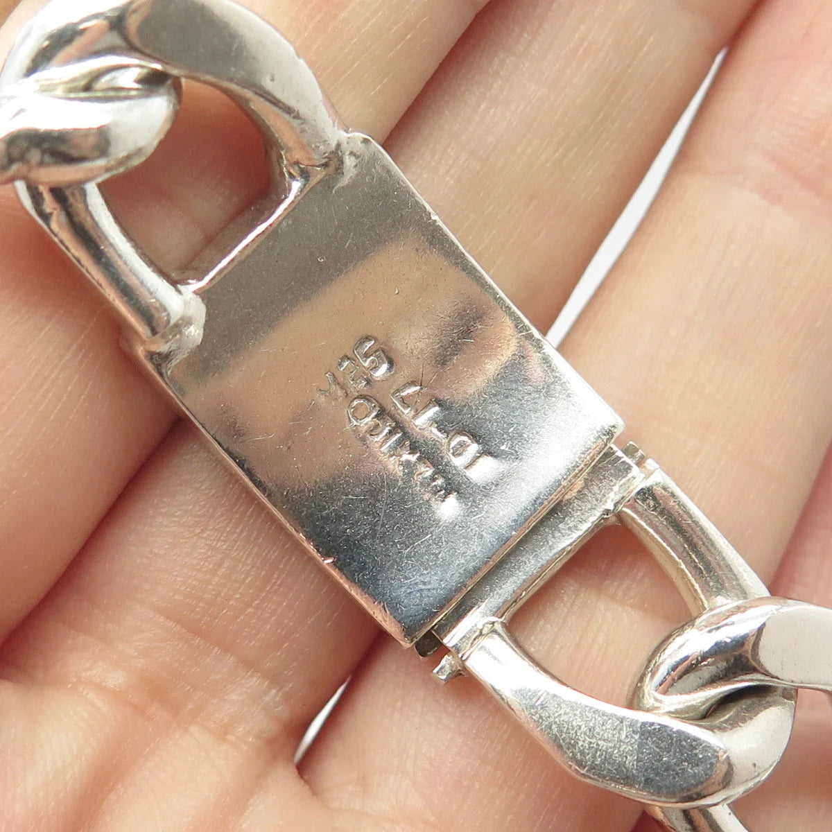 925 Sterling Silver Vintage Mexico Curb Link Bracelet 8.75"