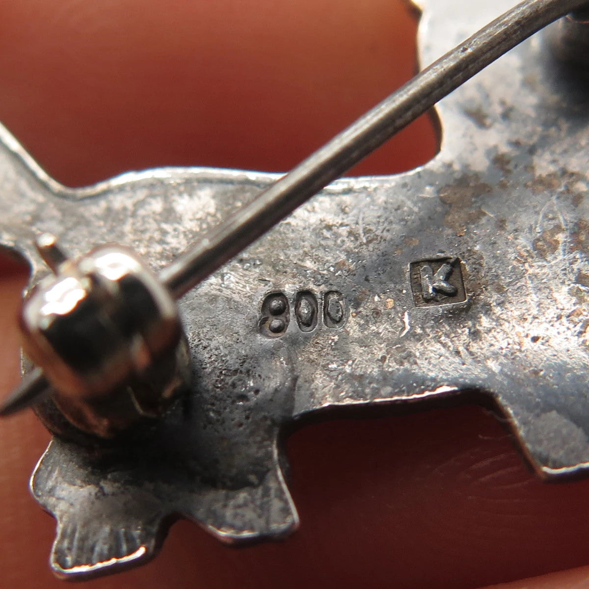 800 Silver Vintage Dog Pin Brooch