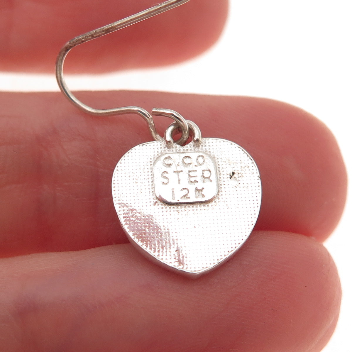 Coleman Co. 925 Sterling Silver 12K Gold Vintage Floral Heart Dangle Earrings