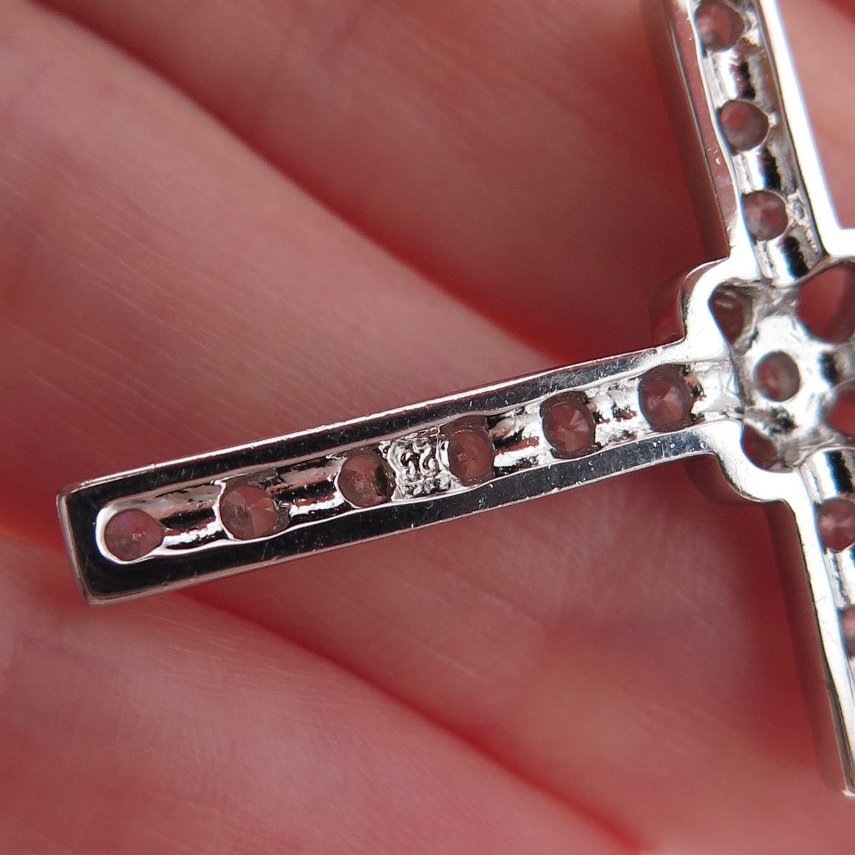 925 Sterling Silver Round-Cut C Z Cross Charm Pendant