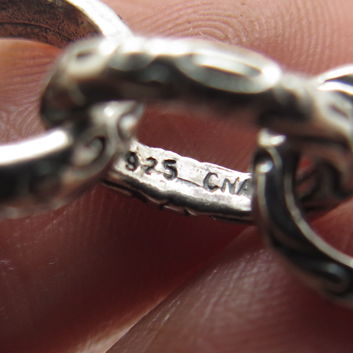 925 Sterling Silver Vintage Ornate Cable Link Oxidized Bracelet 6.75"