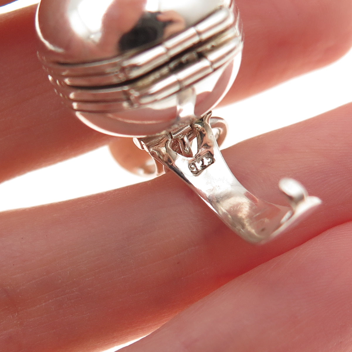 925 Sterling Silver Vintage Transformer Ball Oxidized Locket Charm Pendant
