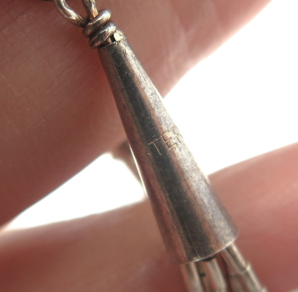 Old Pawn Sterling Silver Lapis Lazuli Lizard Concho 5-Liquid Chain Necklace 20"