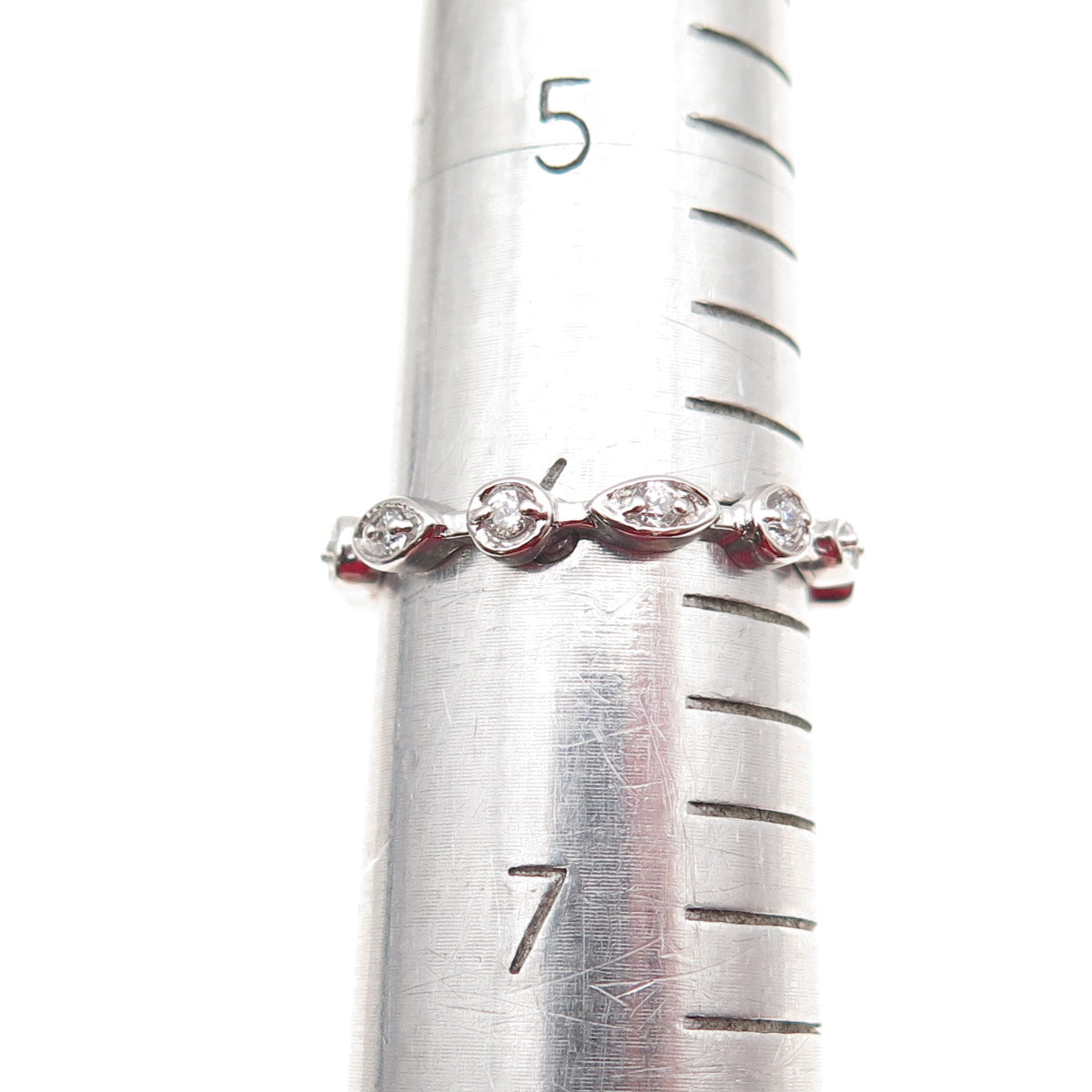 925 Sterling Silver Round-Cut C Z Eternity Stackable Band Ring Size 6