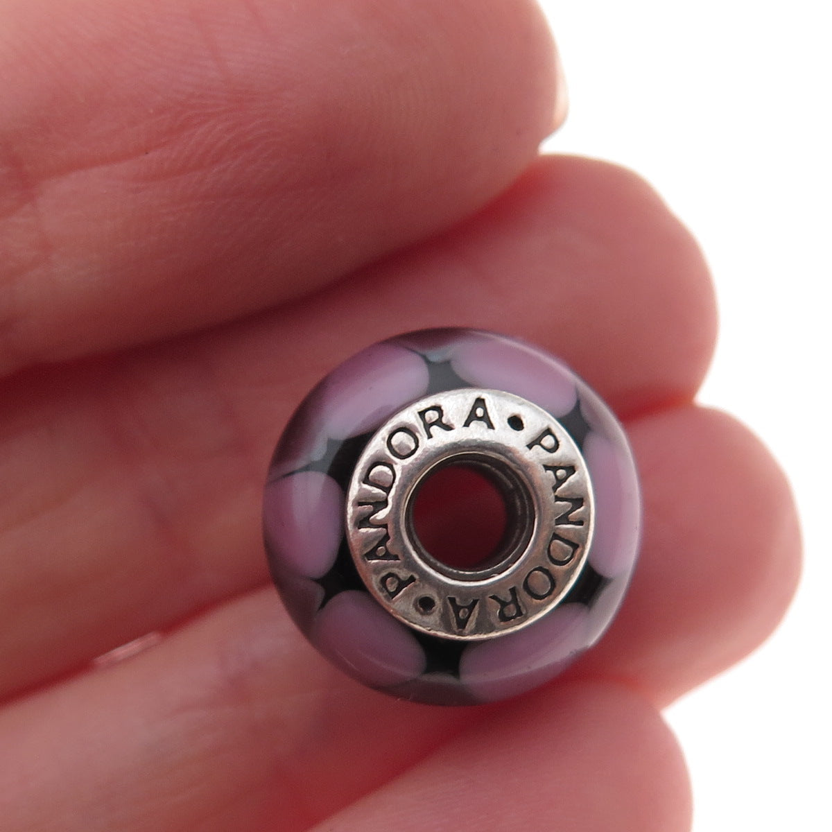 Pandora 925 Sterling Silver Murano Glass Slide Bead Charm