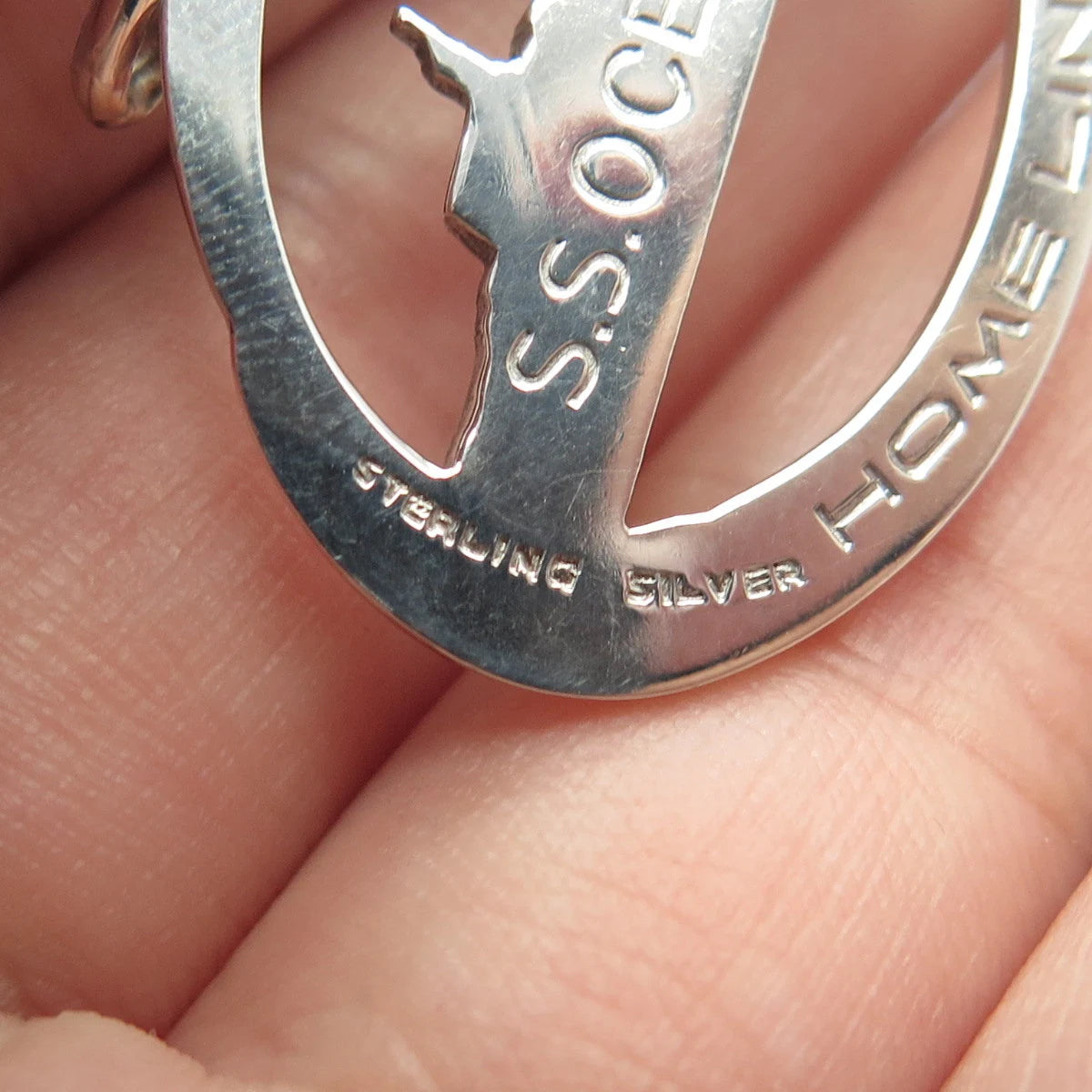 925 Sterling Silver Vintage Liner Ship Pendant