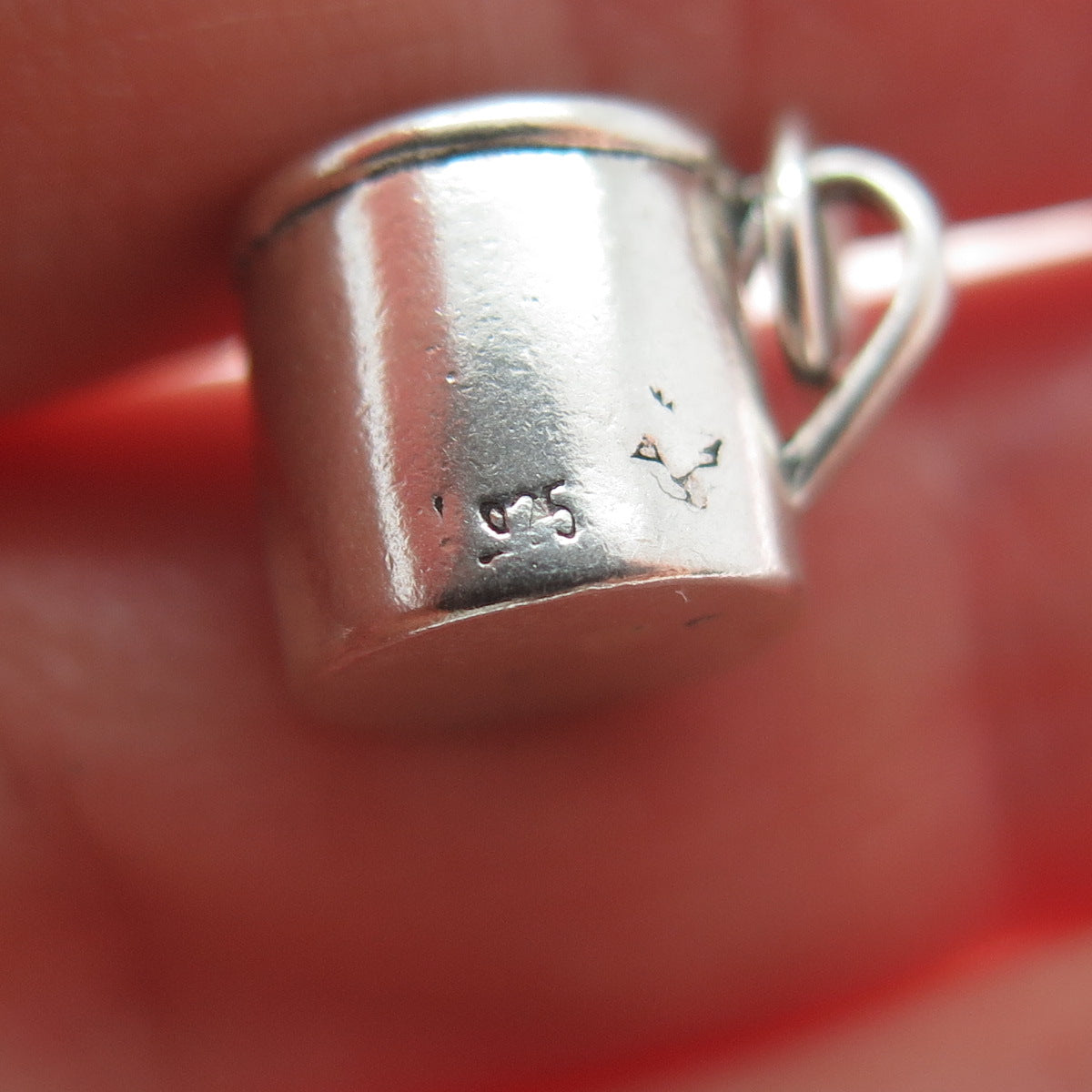 SUNWEST Sterling Silver Vintage Baby Cup Oxidized Minimalist 3D Charm Pendant