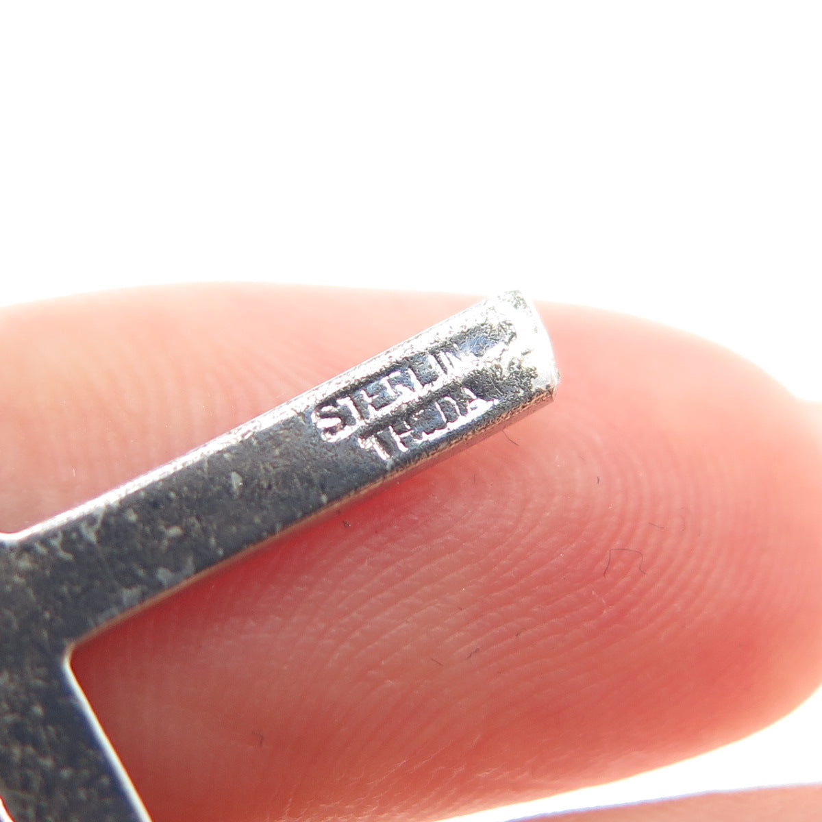 THEDA 925 Sterling Silver Vintage Rhinestone Cross Religious Charm Pendant