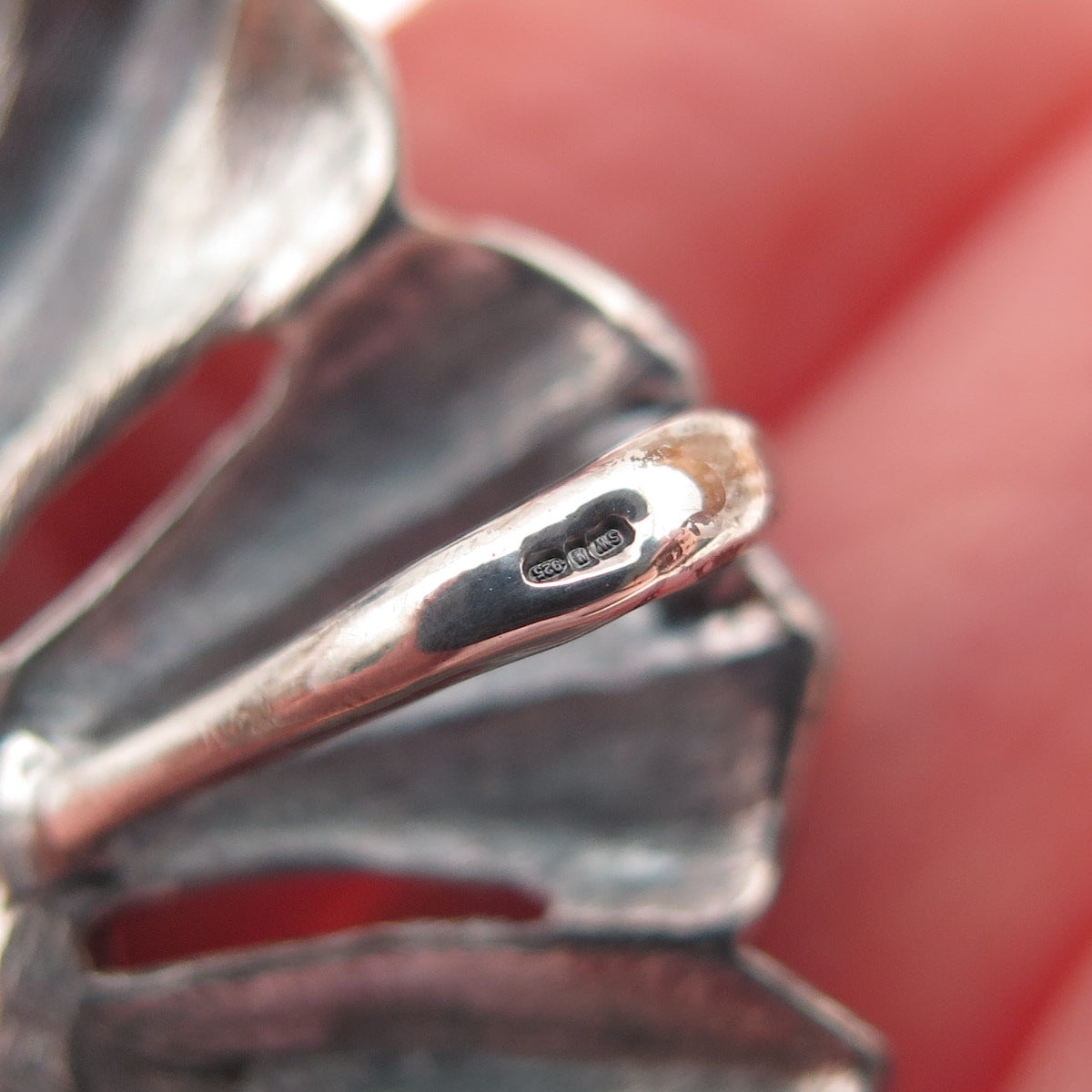 925 Sterling Silver Vintage Ireland Connemara Marble Flower Pin Brooch / Pendant