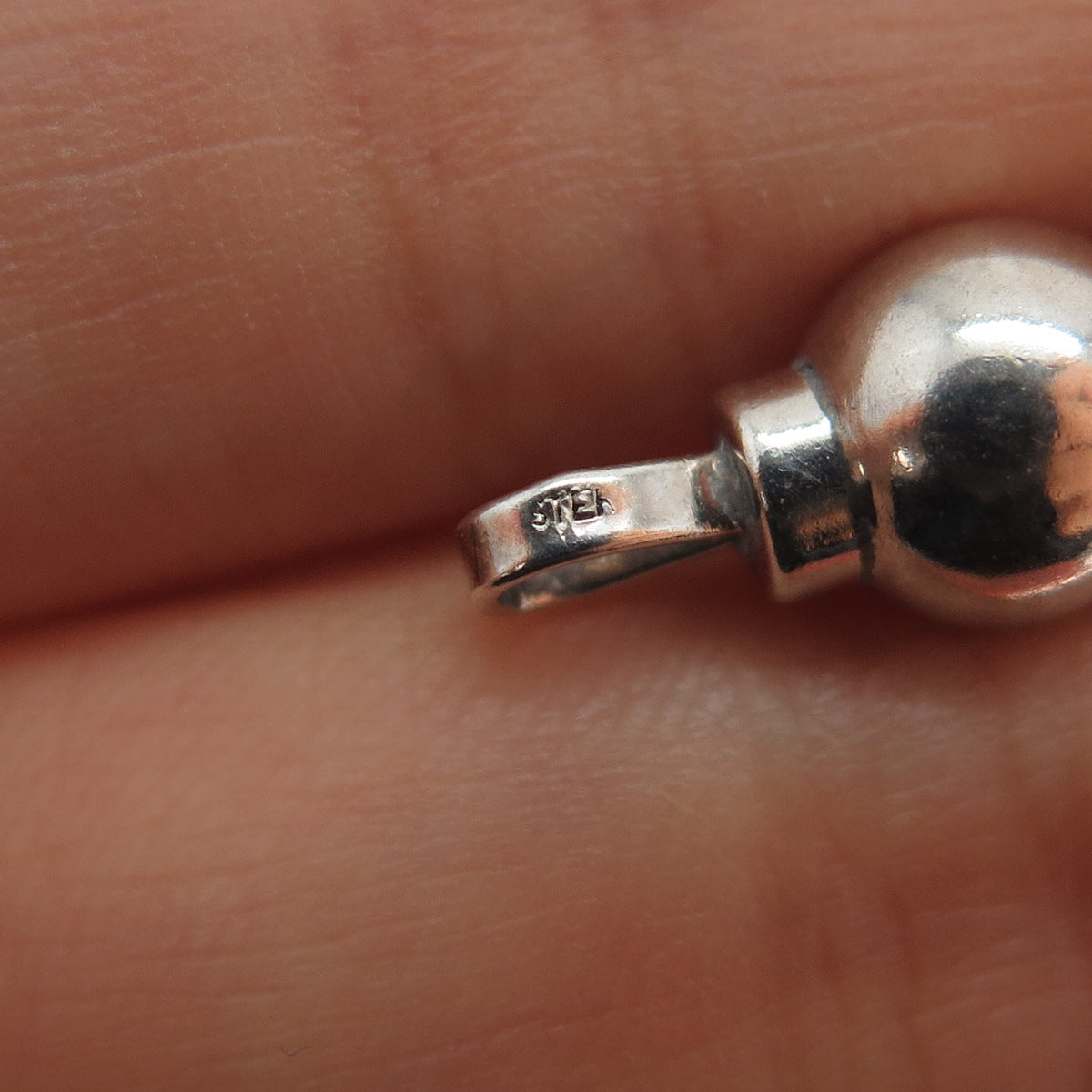 925 Sterling Silver Vintage Baby Beaded Rattle Minimalist 3D Charm Pendant