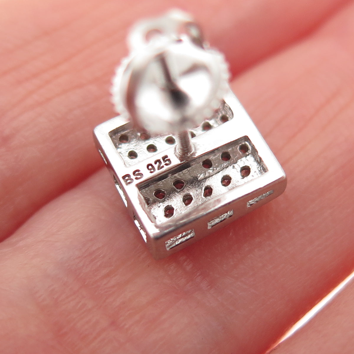 925 Sterling Silver Round-Cut C Z Stud Earrings