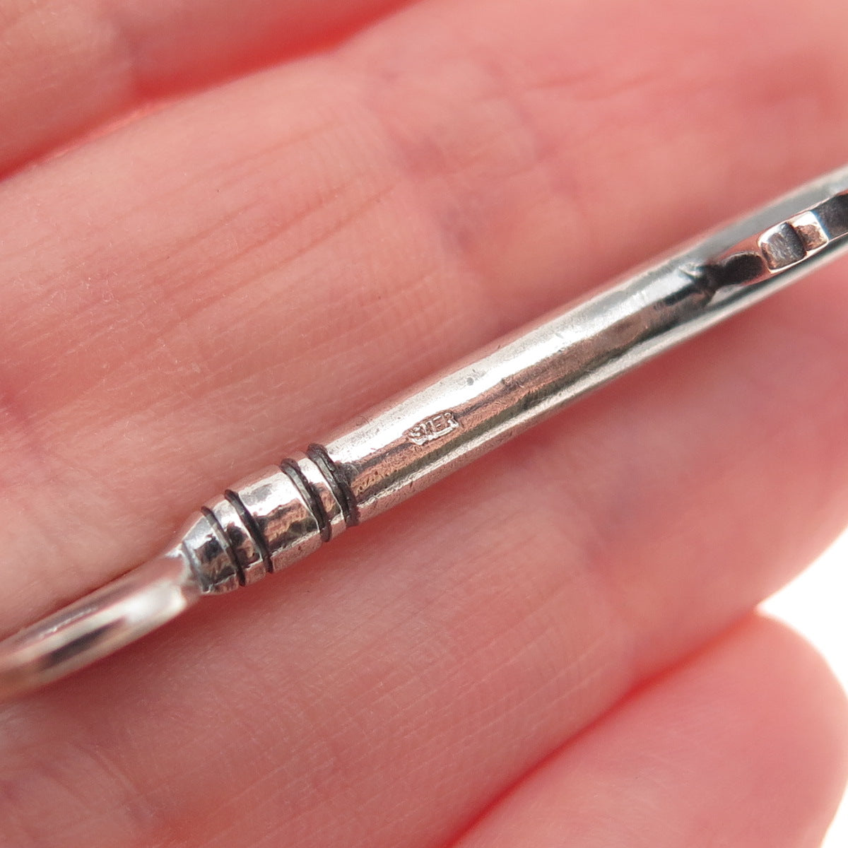 925 Sterling Silver Vintage Club Key Oxidized Charm Pendant