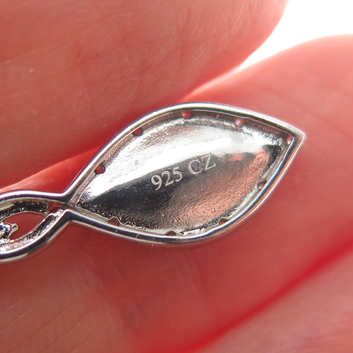 925 Sterling Silver 2-Tone Round-Cut C Z Twisted Charm Slide Pendant