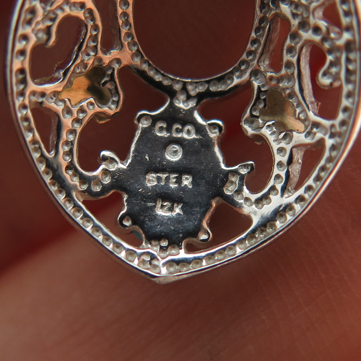 COLEMAN CO 12K Rose & Yellow Gold Sterling Silver Vintage Real Turquoise Pendant