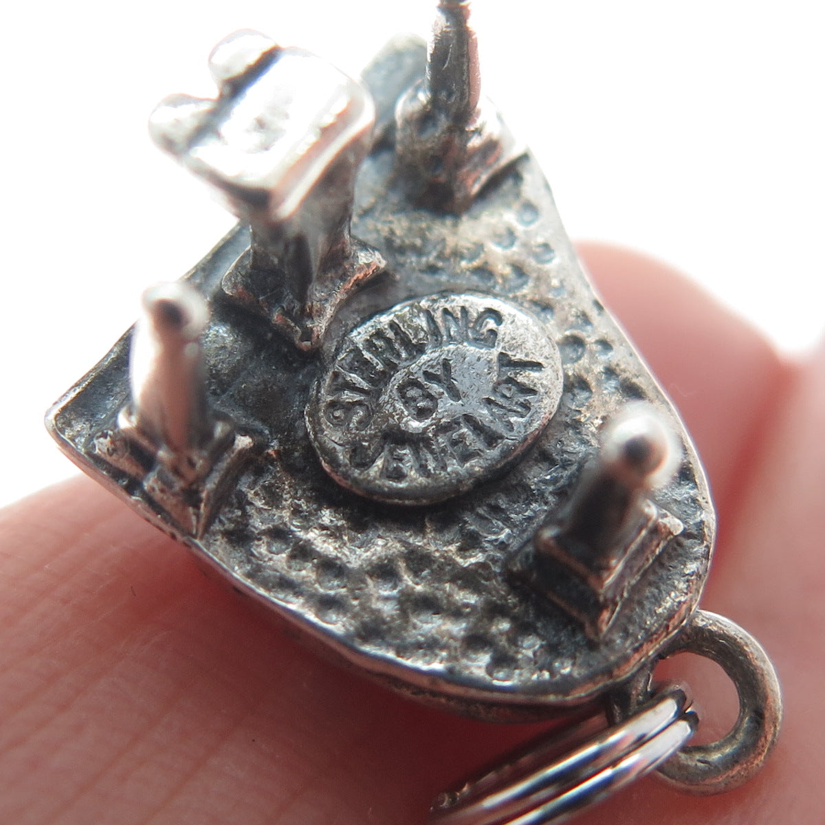 JEWELART 925 Sterling Silver Vintage Piano Oxidized Minimalist 3D Charm Pendant