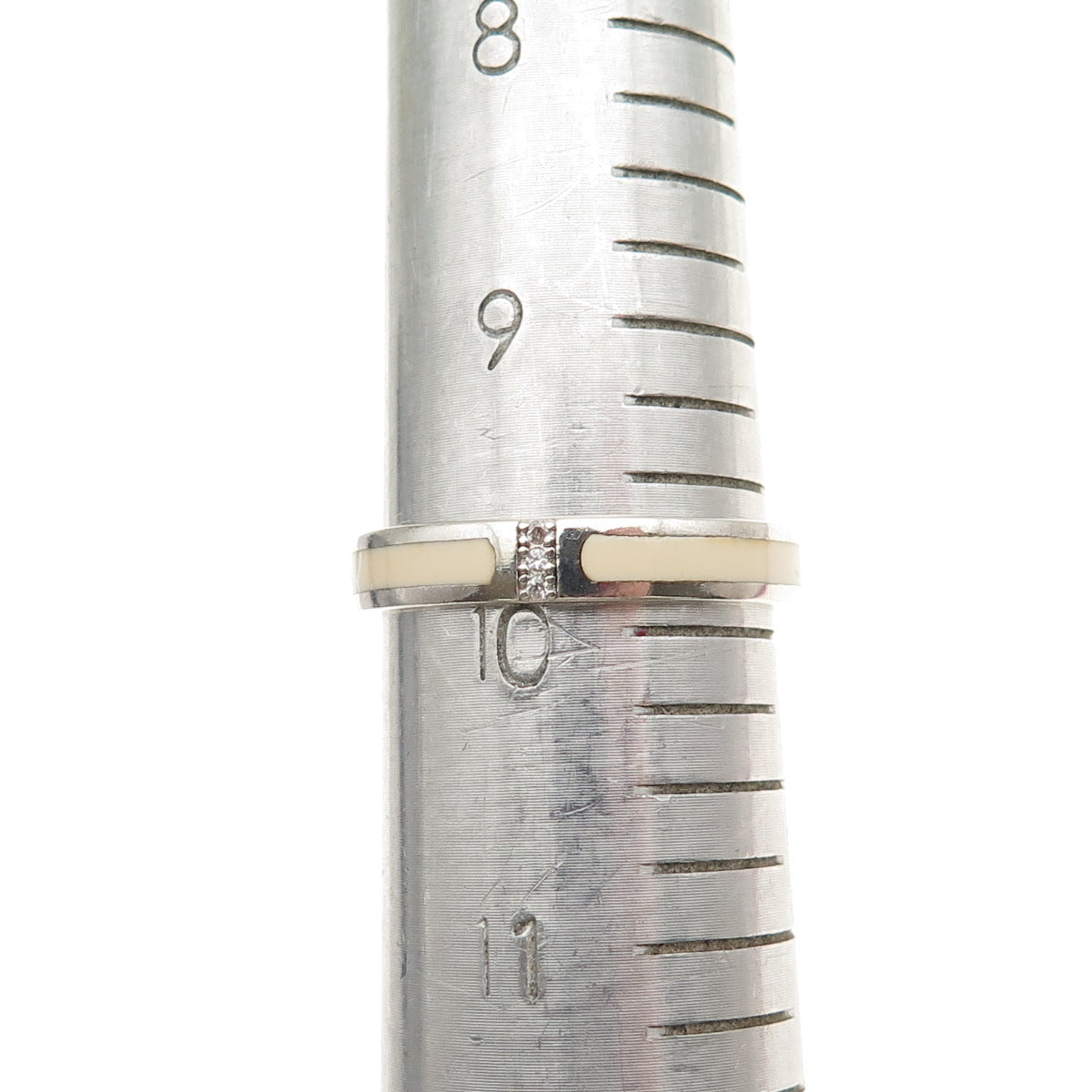 925 Sterling Silver Enamel Round-Cut C Z Band Ring Size 10